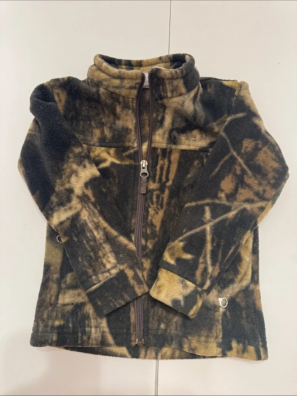 Columbia Kids Fleece Jacket in Brown and Black Camo